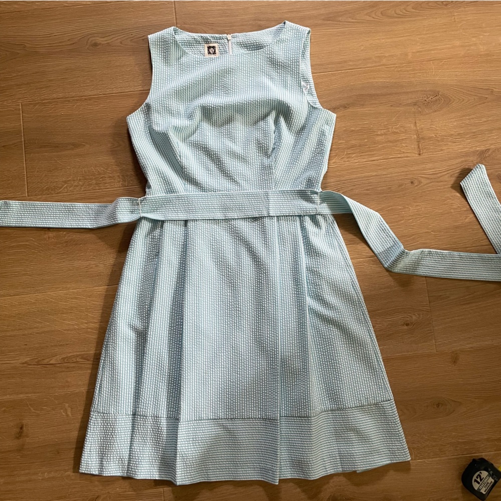 Anne Klein Light Blue Gingham dress with sash